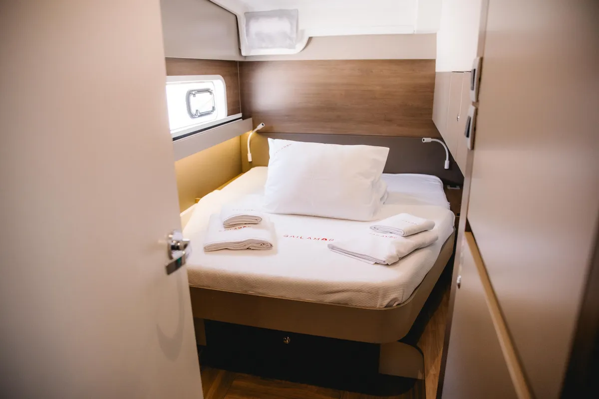 Cabin on Moana 2, a Bali Catspace catamaran at Fethiye, Turkey