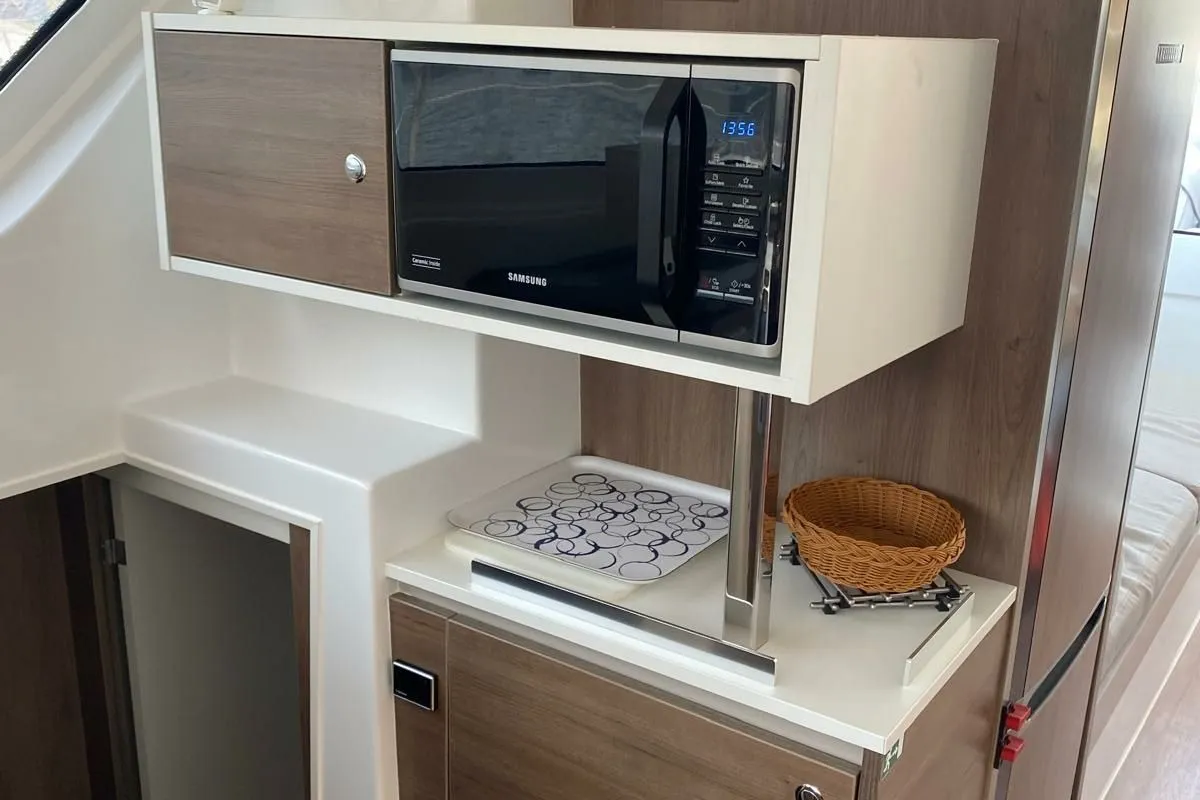 Galley of Moana 2, a Bali Catspace catamaran at Fethiye, Turkey