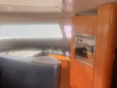 Cockpit of Alboran Cachaça (Majorca), a Fountaine Pajot Bahia 46 catamaran at es Jonquet, Spain
