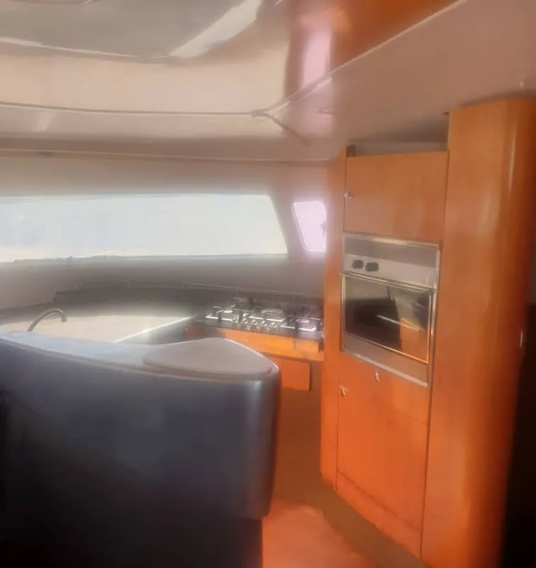 Cockpit of Alboran Cachaça (Majorca), a Fountaine Pajot Bahia 46 catamaran at es Jonquet, Spain