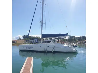 Salon of Alboran Cachaça (Majorca), a Fountaine Pajot Bahia 46 catamaran at es Jonquet, Spain