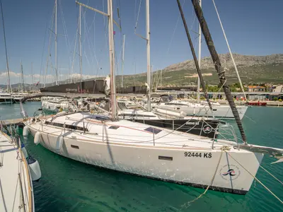 Cockpit of Calanthe, a AD Boats Salona 44 sailboat at Kaštela, Croatia