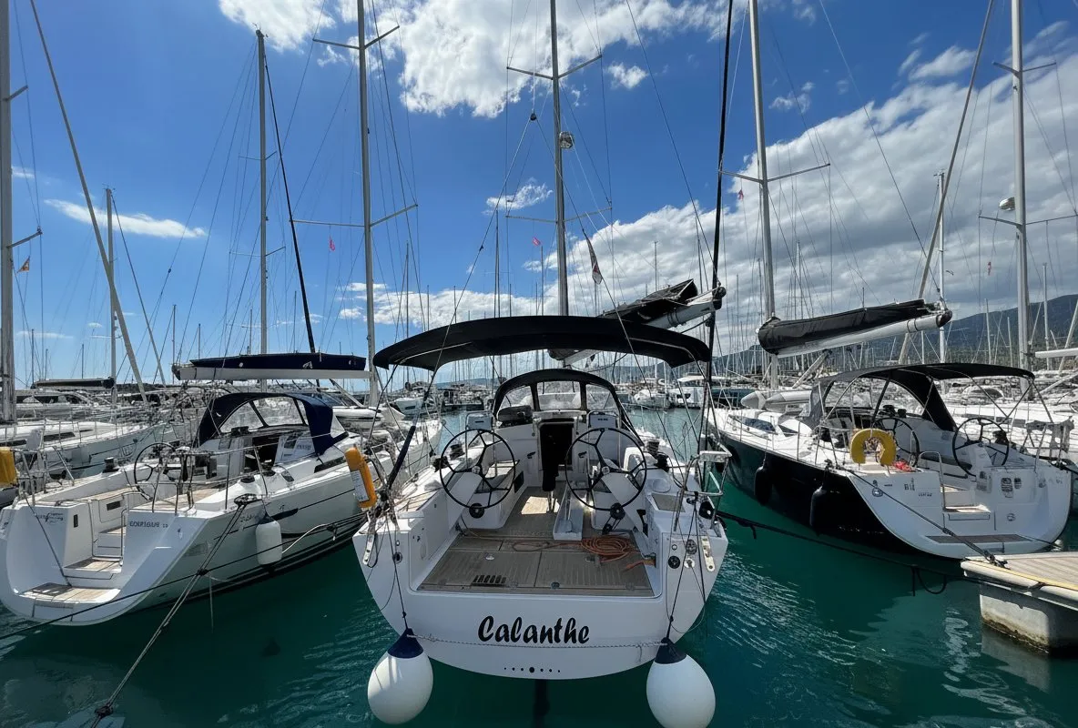 Exterior view of Calanthe, a AD Boats Salona 44 sailboat at Kaštela, Croatia