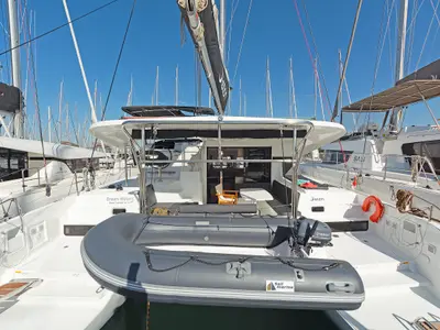 Deck of Dream Waters, a Lagoon 42 catamaran at Volos, Greece