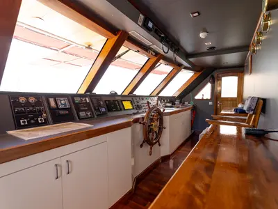 Cockpit of Il Mare, a Custom Made Il Mare motorboat at Split, Croatia