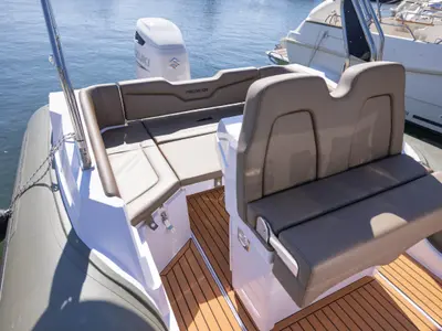 Deck of Italboats Predator 700 T, a RIB at Šibenik, Croatia
