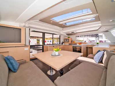 Galley of First Life, a Fountaine Pajot Tanna 47 catamaran at Skradin, Croatia