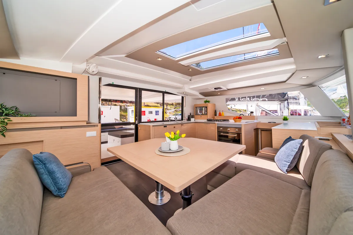 Galley of First Life, a Fountaine Pajot Tanna 47 catamaran at Skradin, Croatia