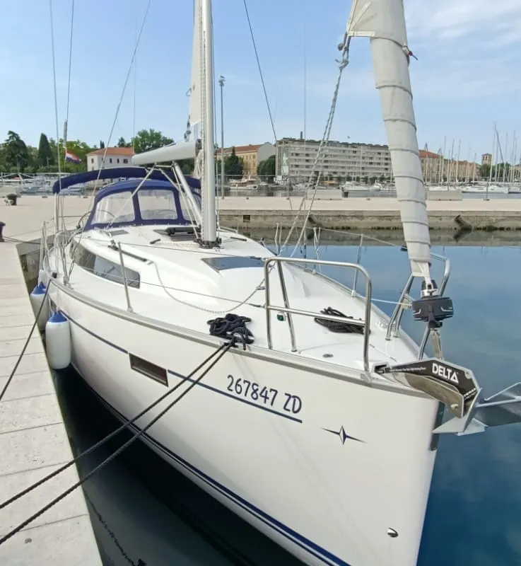 Exterior view of Amalia, a Bavaria Cruiser 37 sailboat at Općina Sukošan, Croatia