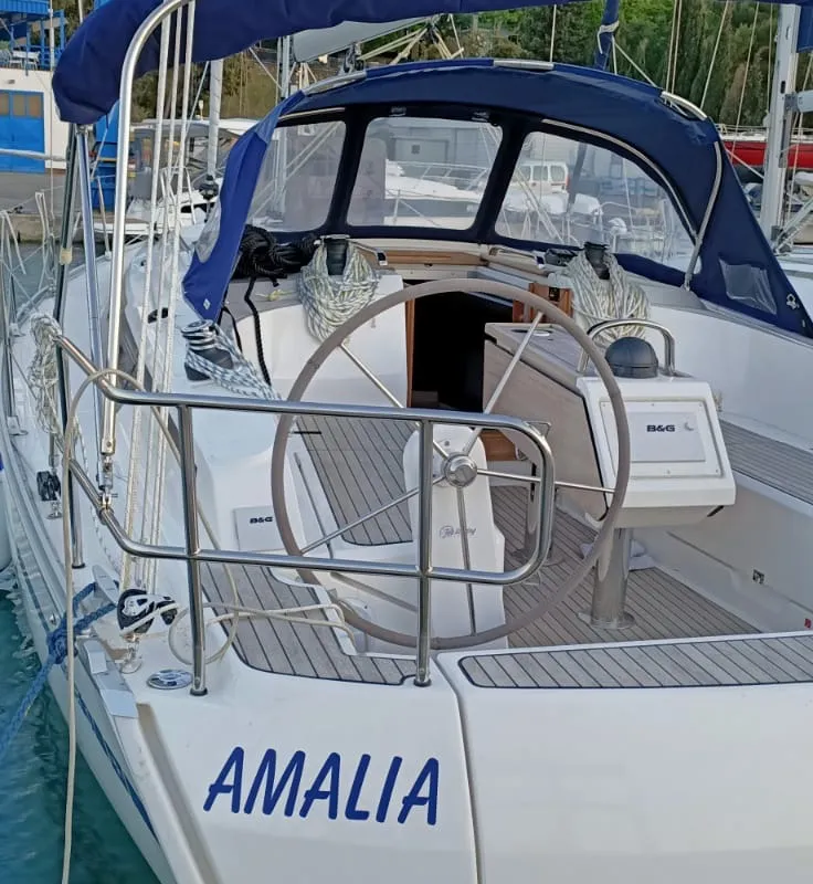 Cockpit of Amalia, a Bavaria Cruiser 37 sailboat at Općina Sukošan, Croatia