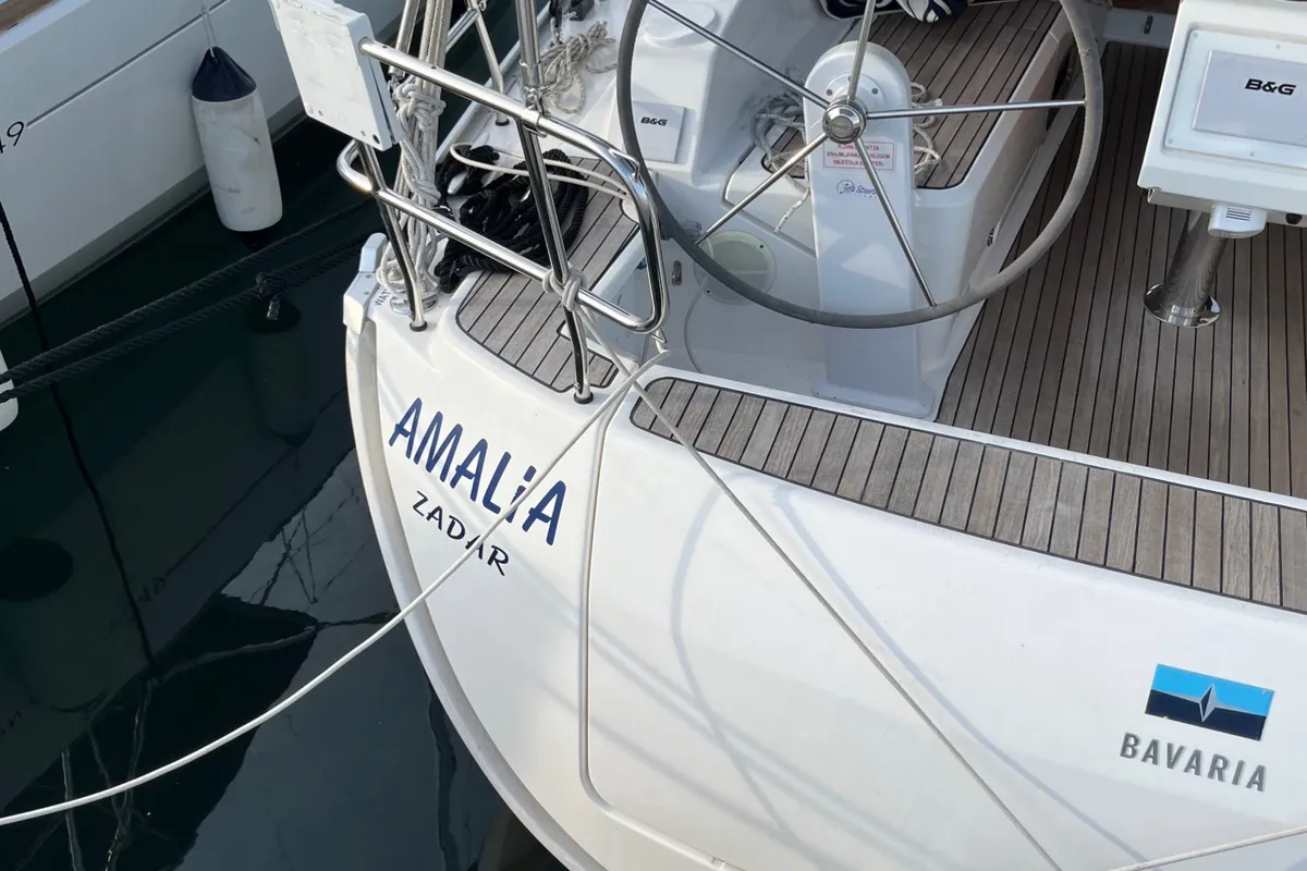 Deck of Amalia, a Bavaria Cruiser 37 sailboat at Općina Sukošan, Croatia