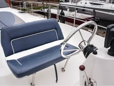 Cockpit of Delphia Yachts Nautika 1300, a motor yacht at Wilkasy, Poland