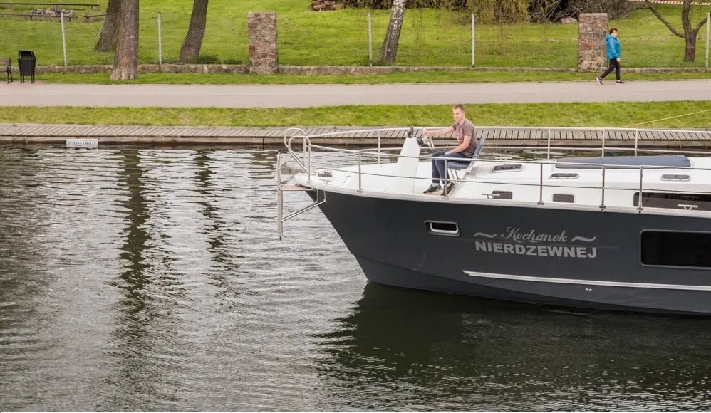 Exterior view of Delphia Yachts Nautika 1300, a motor yacht at Wilkasy, Poland