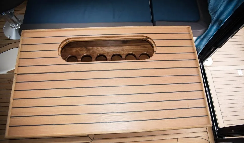 Deck of Delphia Yachts Nautika 1300, a motor yacht at Wilkasy, Poland