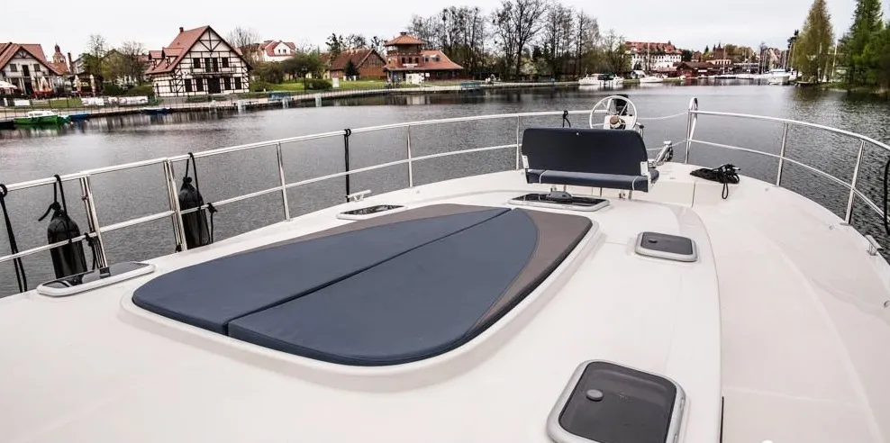 Deck of Delphia Yachts Nautika 1300, a motor yacht at Wilkasy, Poland