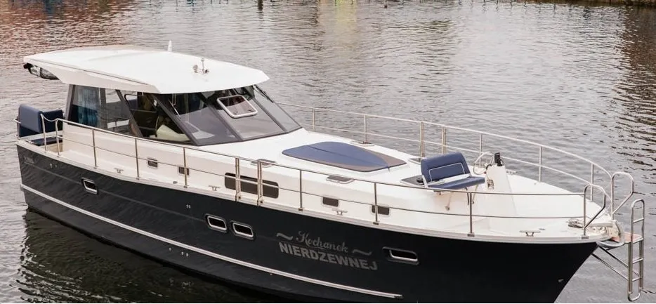 Exterior view of Delphia Yachts Nautika 1300, a motor yacht at Wilkasy, Poland
