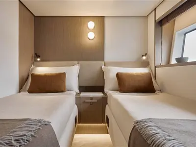 Cabin on Balance, a Azimut 82 Fly motor yacht at Grad Šibenik, Croatia