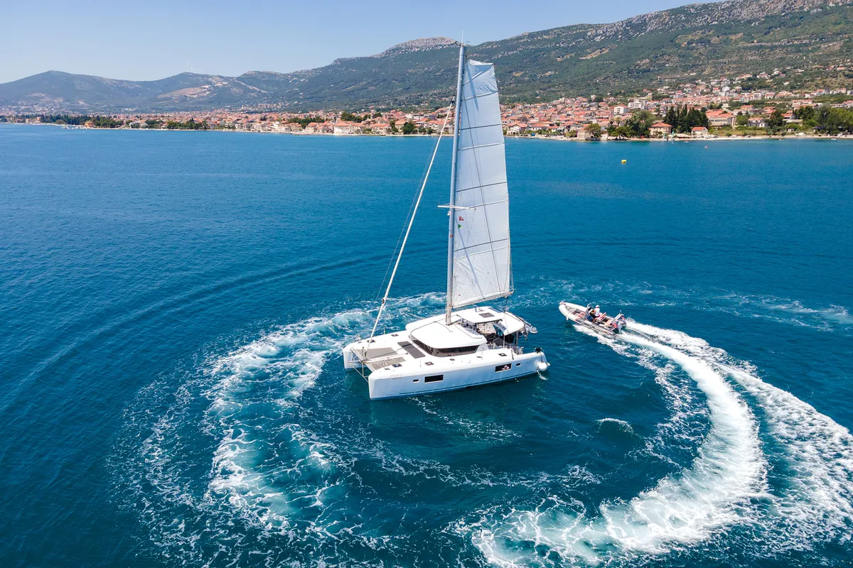 Exterior view of Sophie, a Lagoon 42 OW catamaran at Grad Kaštela, Croatia