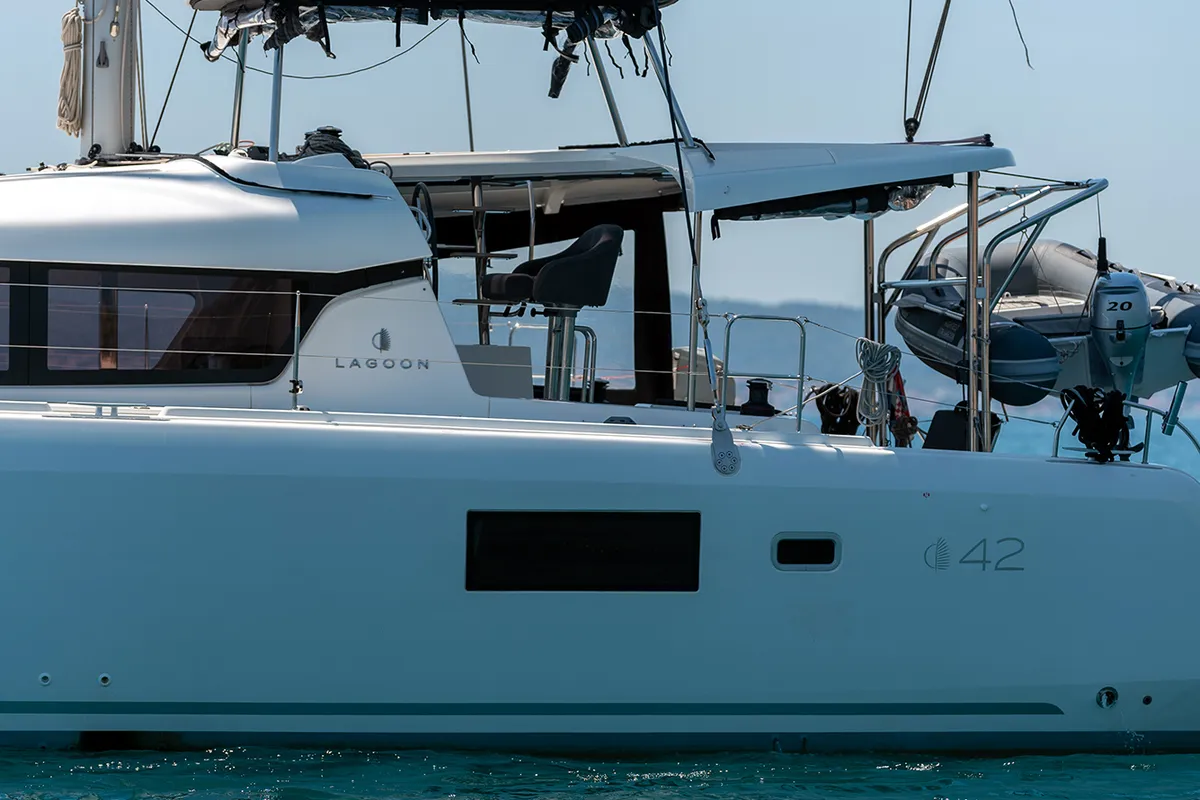 Exterior view of Sophie, a Lagoon 42 OW catamaran at Grad Kaštela, Croatia