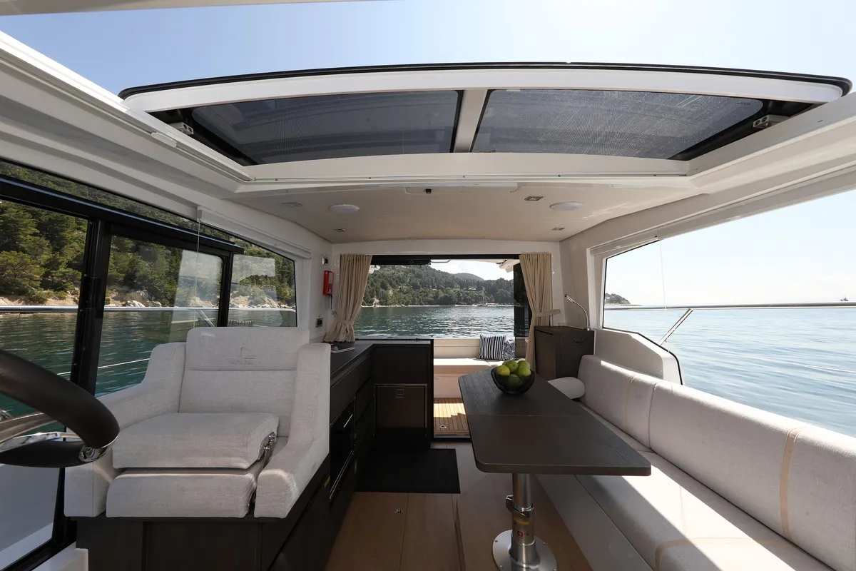 Salon of Stormi, a Sealine C335V motorboat at Grad Kaštela, Croatia