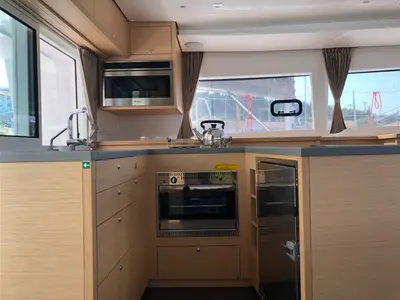 Galley of Aristofanis, a Lagoon 450 F catamaran at Municipal Unit of Lefkada, Greece