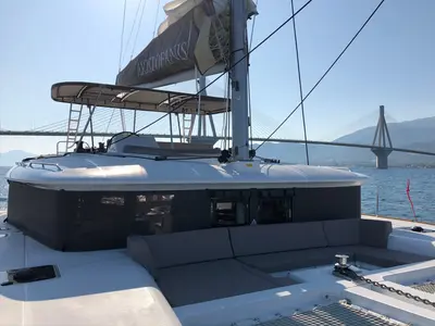 Deck of Aristofanis, a Lagoon 450 F catamaran at Municipal Unit of Lefkada, Greece