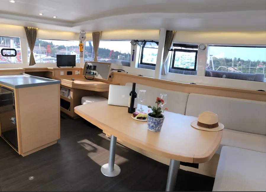 Salon of Aristofanis, a Lagoon 450 F catamaran at Municipal Unit of Lefkada, Greece