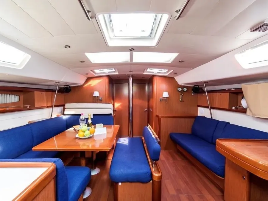 Salon of Sirena De Oro, a Beneteau Oceanis 54 sailboat at Municipal Unit of Palairos, Greece