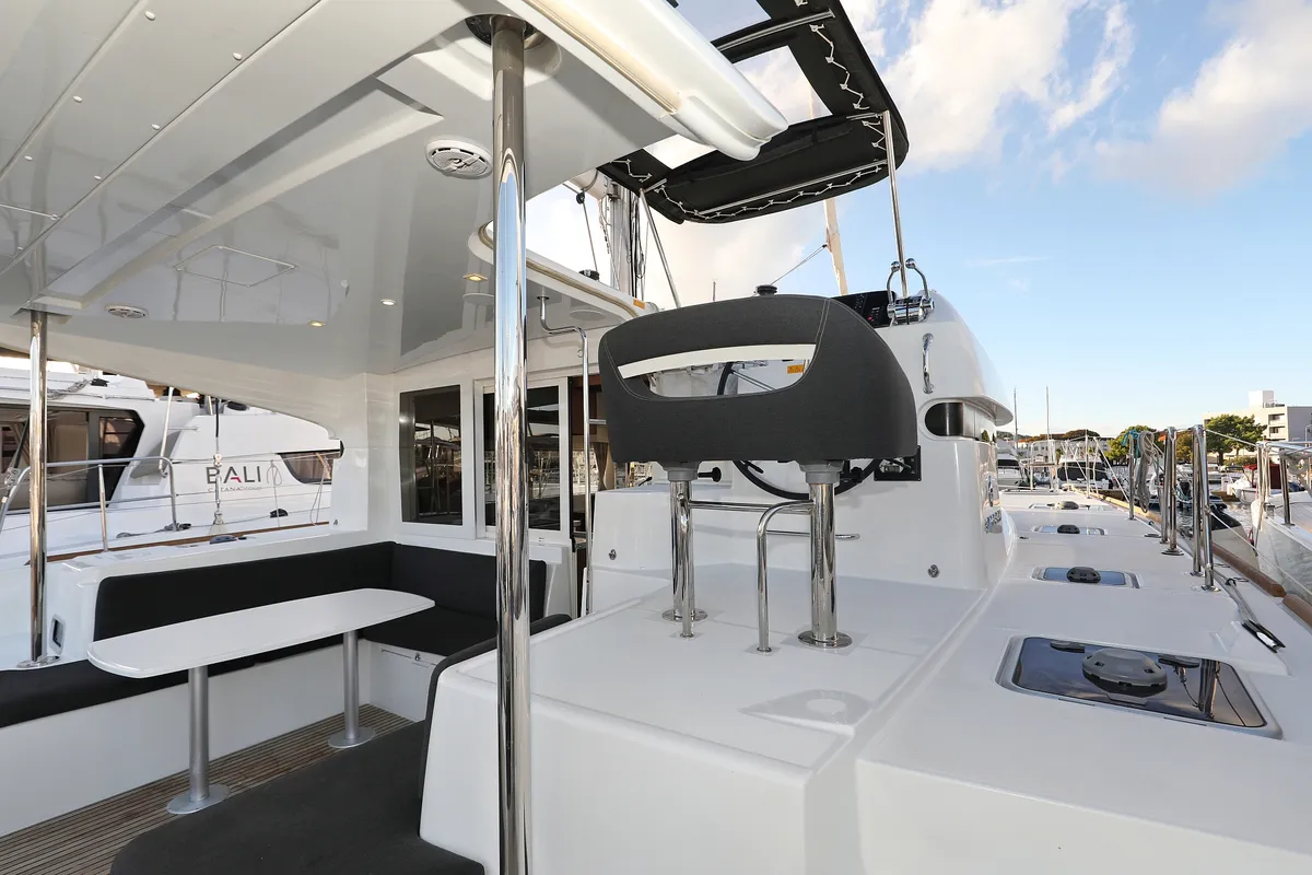 Deck of Mars, a Lagoon 40 catamaran at Grad Vodice, Croatia