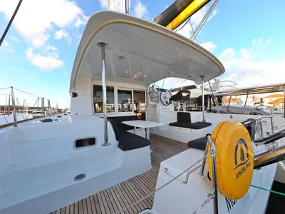 Deck of Mars, a Lagoon 40 catamaran at Grad Vodice, Croatia