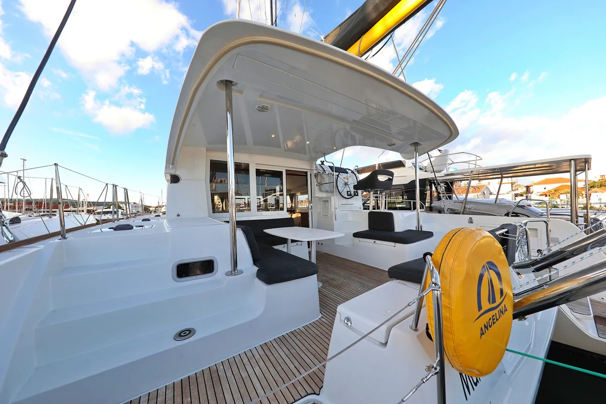 Deck of Mars, a Lagoon 40 catamaran at Grad Vodice, Croatia