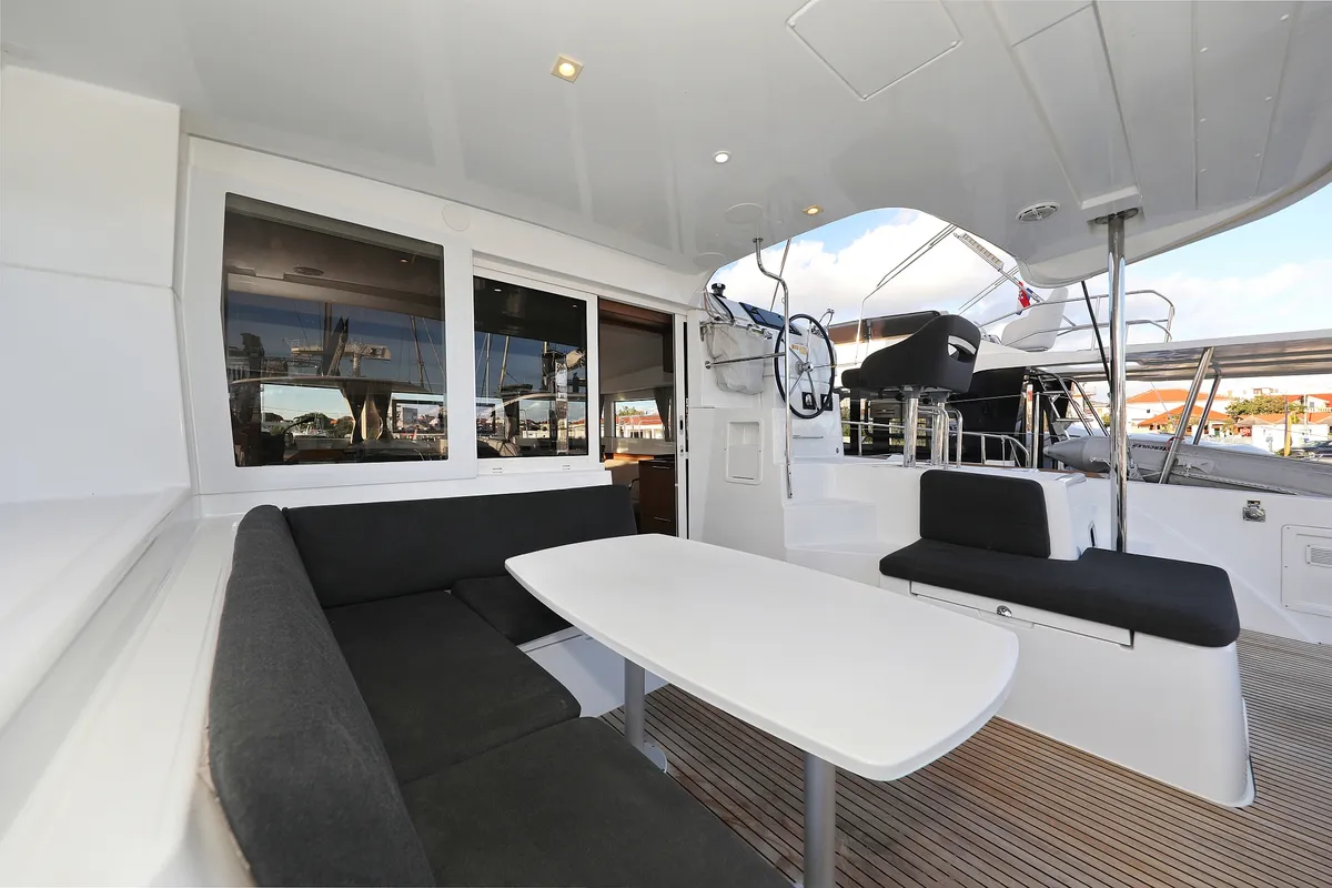 Deck of Mars, a Lagoon 40 catamaran at Grad Vodice, Croatia