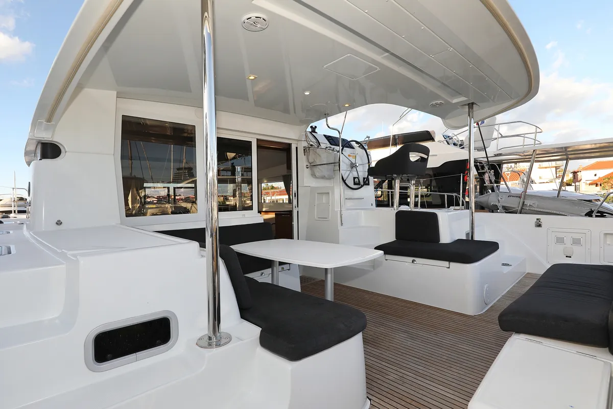 Deck of Mars, a Lagoon 40 catamaran at Grad Vodice, Croatia