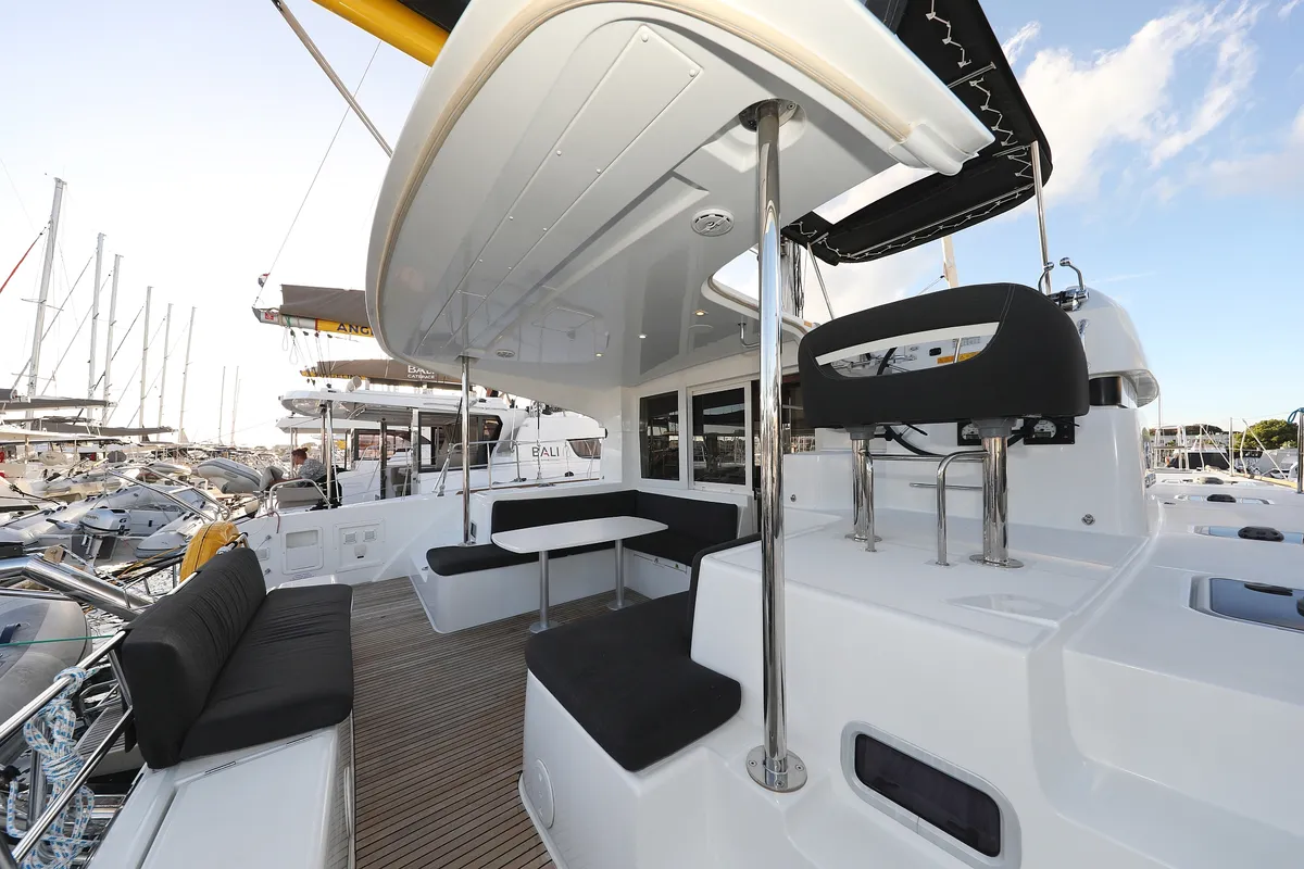Deck of Mars, a Lagoon 40 catamaran at Grad Vodice, Croatia