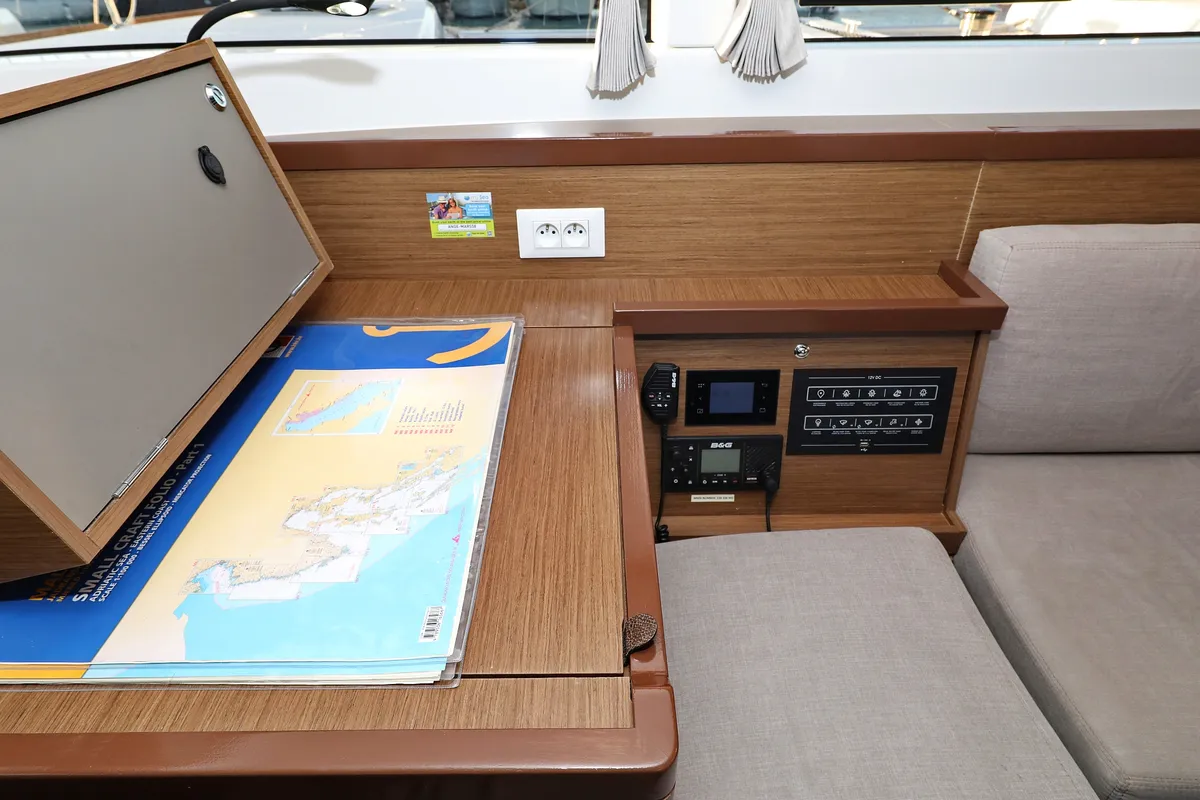 Cockpit of Mars, a Lagoon 40 catamaran at Grad Vodice, Croatia