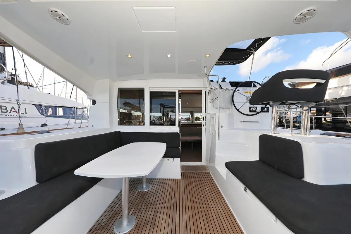Deck of Mars, a Lagoon 40 catamaran at Grad Vodice, Croatia
