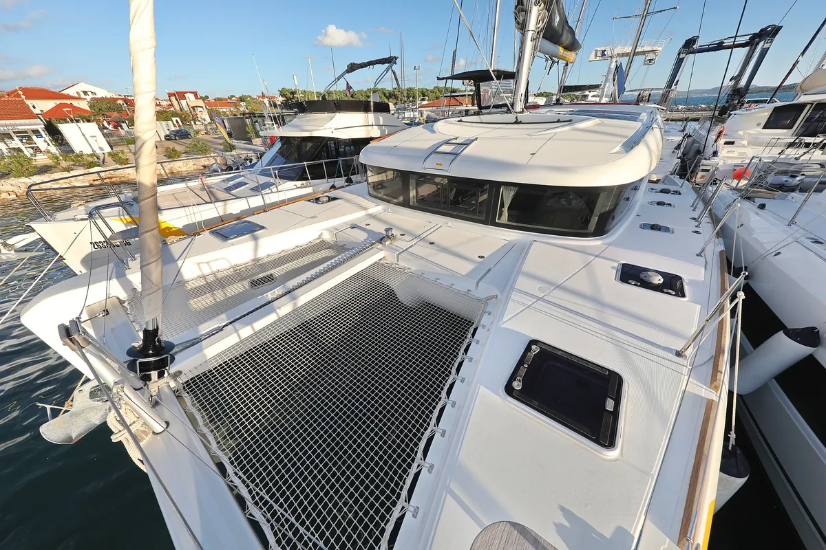 Deck of Mars, a Lagoon 40 catamaran at Grad Vodice, Croatia