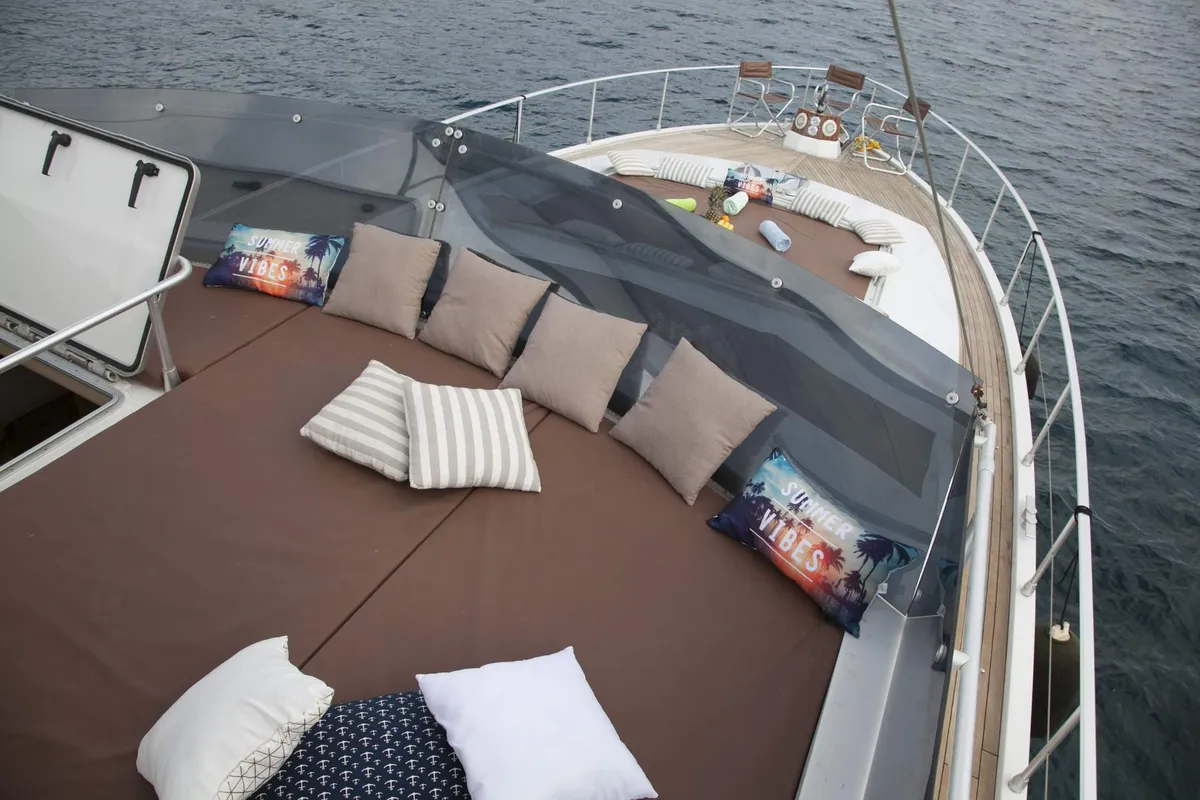 Ferretti, a Ferretti 58 motorboat at Mykonos, Greece