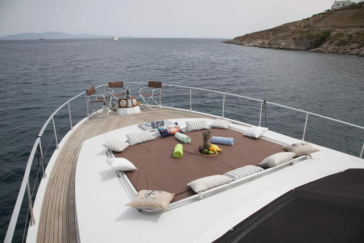 Ferretti, a Ferretti 58 motorboat at Mykonos, Greece