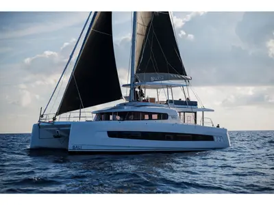 URA, a Bali 5.2 catamaran at Port d'Andratx, Spain