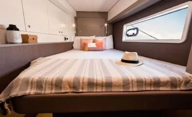 Cabin on Kebifor, a Bali 4.2 catamaran at Palairos, Greece