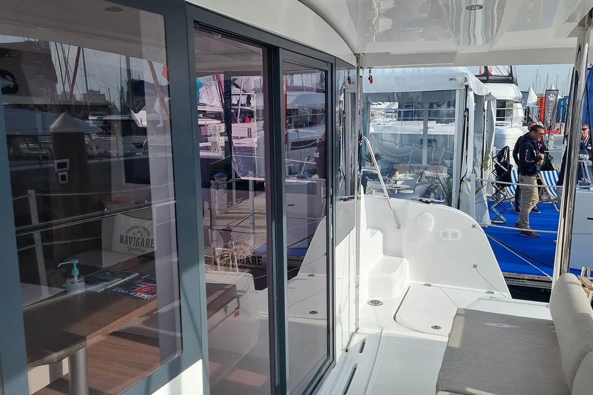 Exterior view of Sunrise, a Bali Catspace catamaran at Seget Donji, Croatia