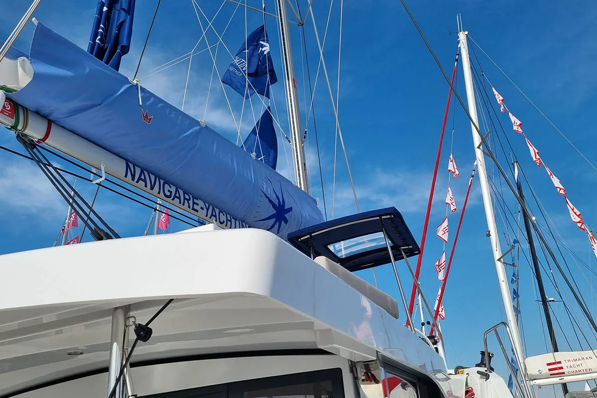 Sunrise, a Bali Catspace catamaran at Seget Donji, Croatia