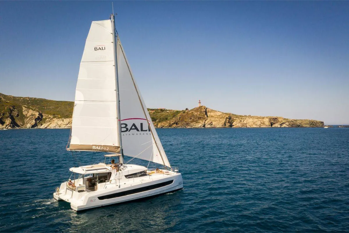 Exterior view of Melody of Love, a Bali 4.2 catamaran at Pirovac, Croatia