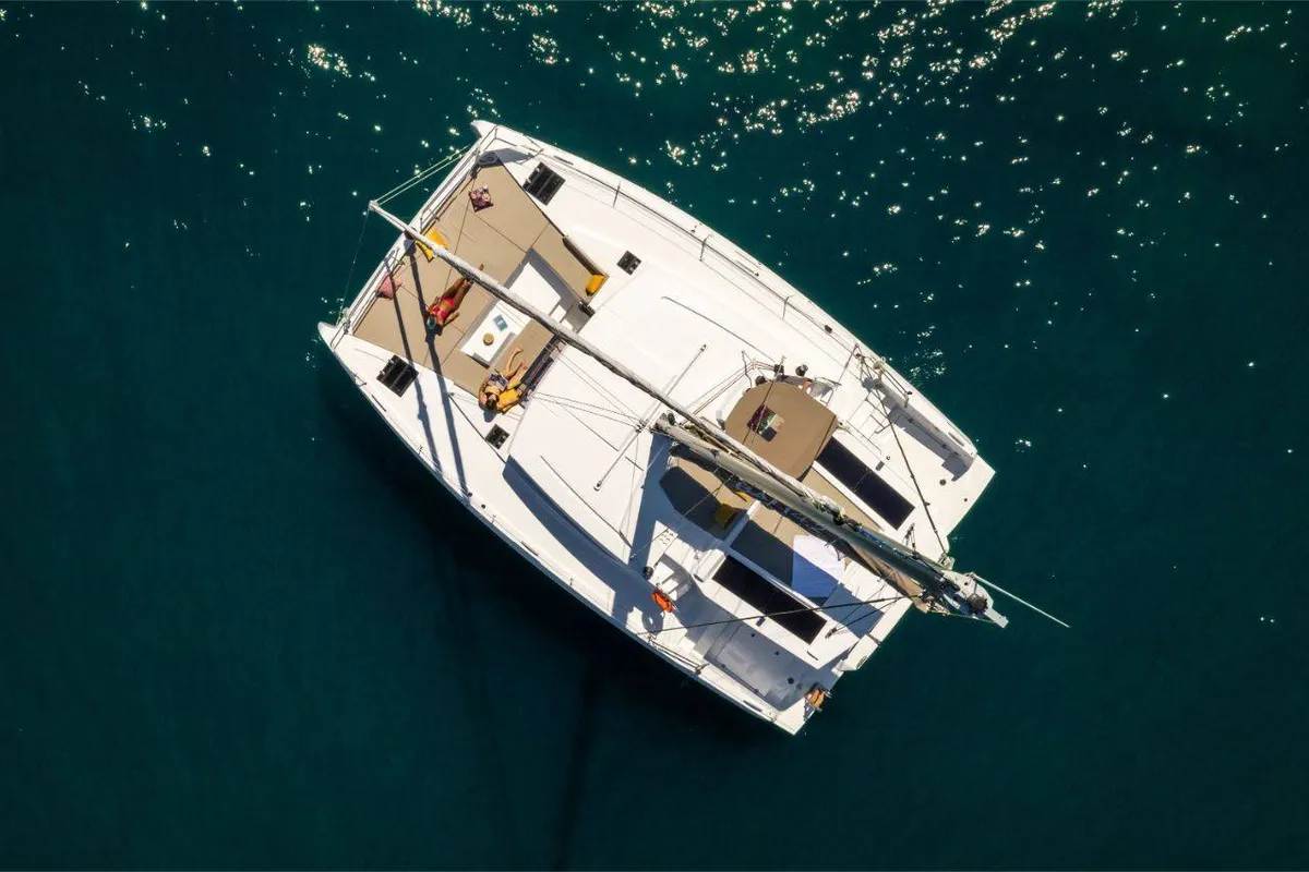 Exterior view of Melody of Love, a Bali 4.2 catamaran at Pirovac, Croatia