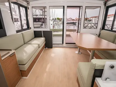 Salon of Melody of Love, a Bali 4.2 catamaran at Pirovac, Croatia