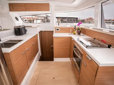Galley of Melody of Love, a Bali 4.2 catamaran at Pirovac, Croatia