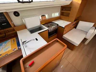 Galley of Polaris, a Jeanneau Sun Odyssey 410 sailboat at Općina Sukošan, Croatia