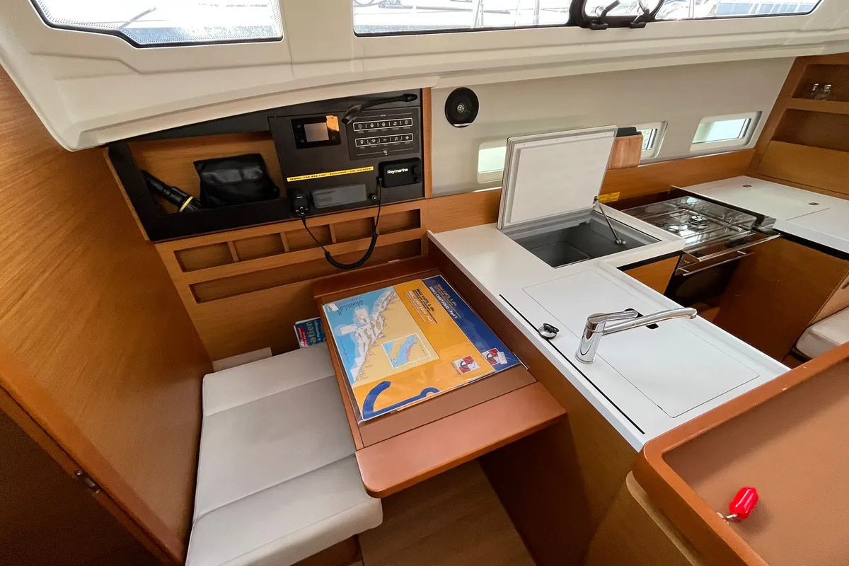 Galley of Polaris, a Jeanneau Sun Odyssey 410 sailboat at Općina Sukošan, Croatia