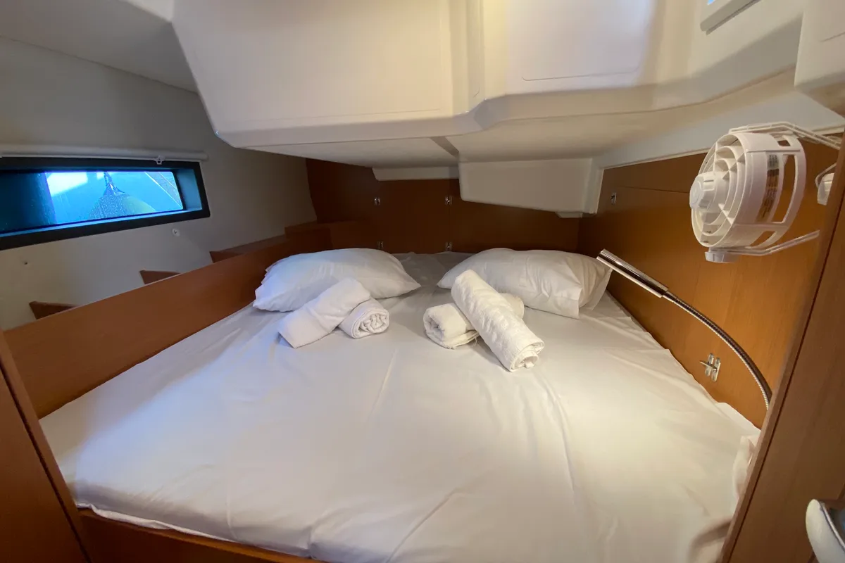 Cabin on Aeolus, a Bavaria C42 sailboat at Athens, Greece